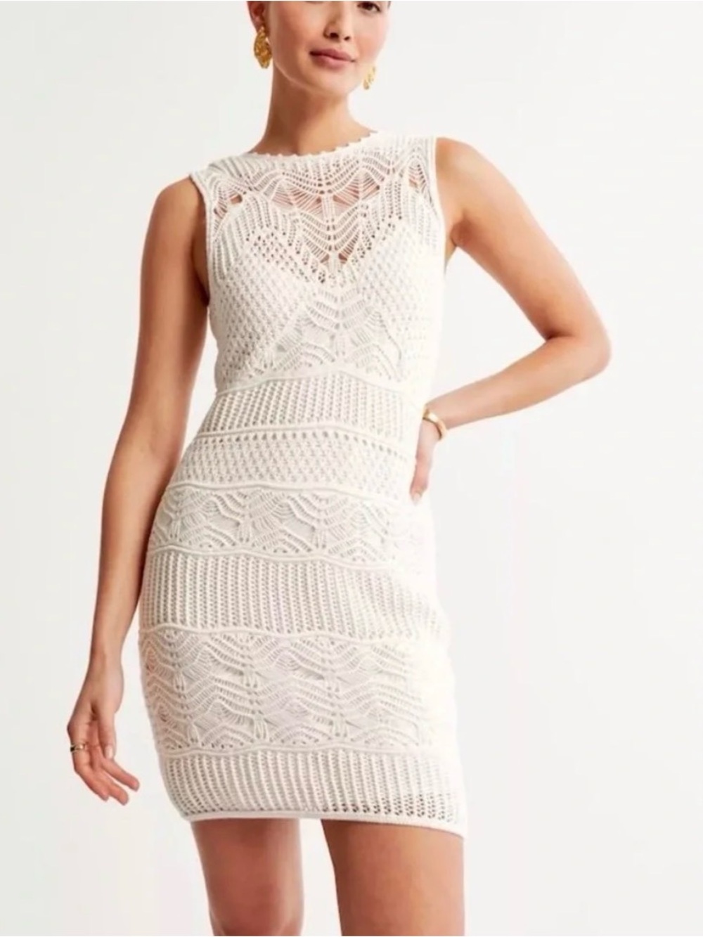 Abercrombie Ivory Crochet Lace Midi Dress